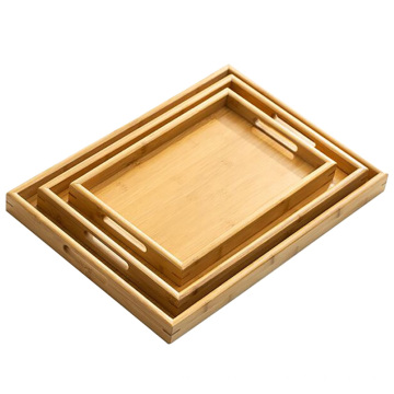 Solid Bamboo Organic Tea Serving Tray with Handle